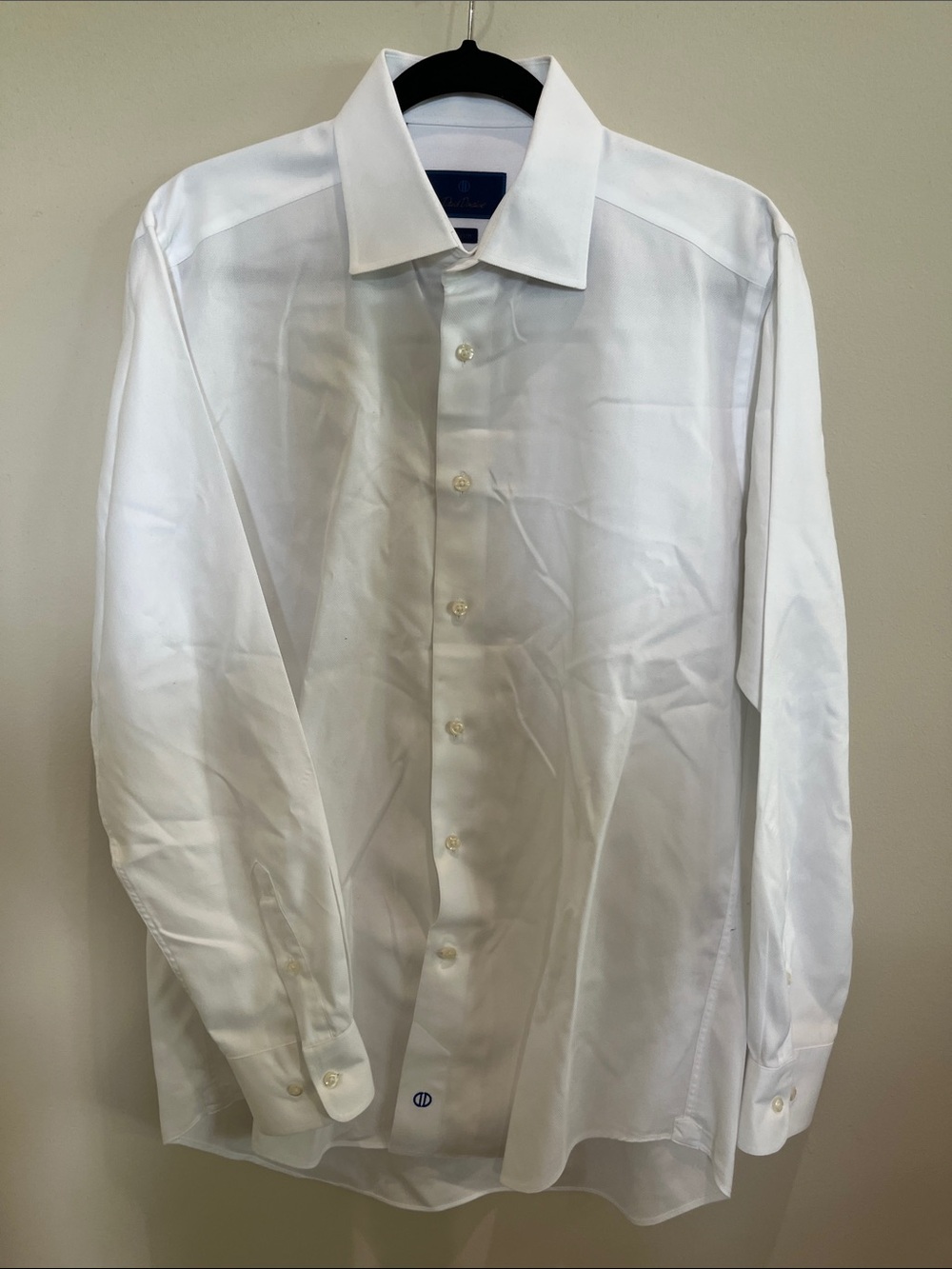 David Donahue White Men's Dress Shirt - Spread Collar